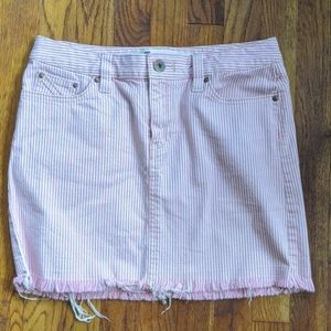 Gap  Pink and White Striped Stretch Jean Skirt 4